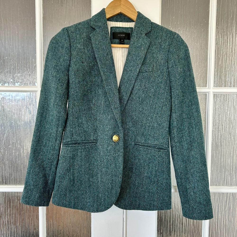 💚 J. Crew Teal Herringbone Blazer